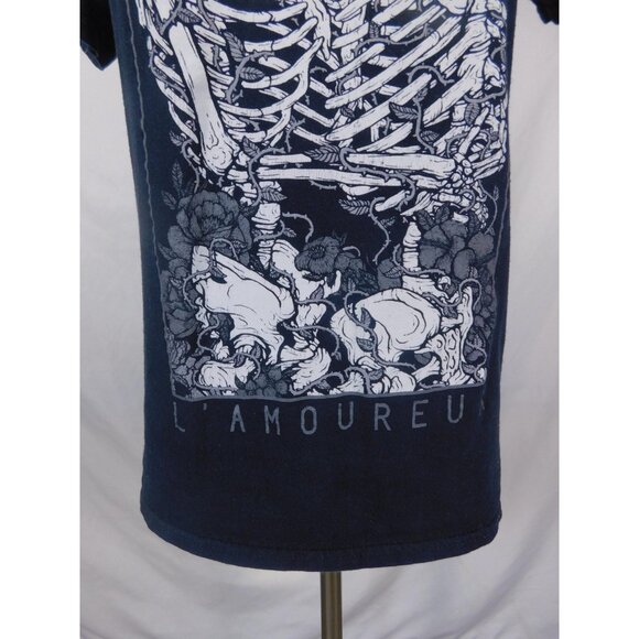 The Lovers Tarot Shirt Small Black Skeletons Graphic Gothic L'Amoureux - Picture 3 of 10